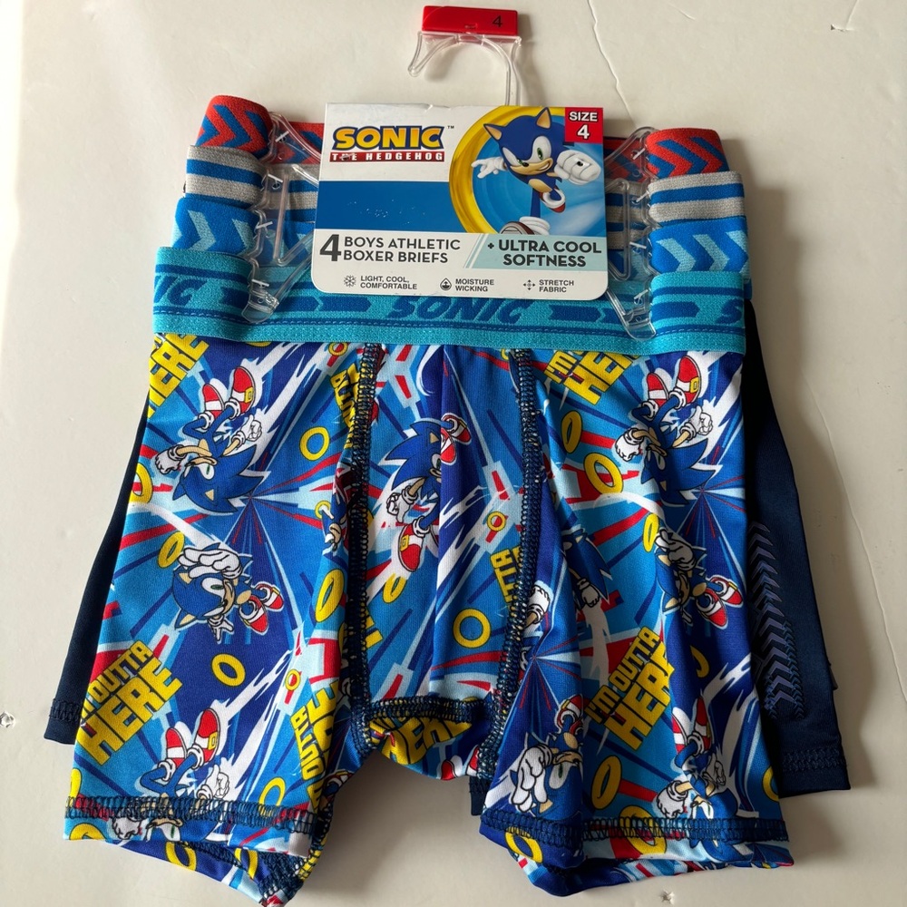 NEW Sonic The Hedgehog Boys Boxer Briefs 4 pairs